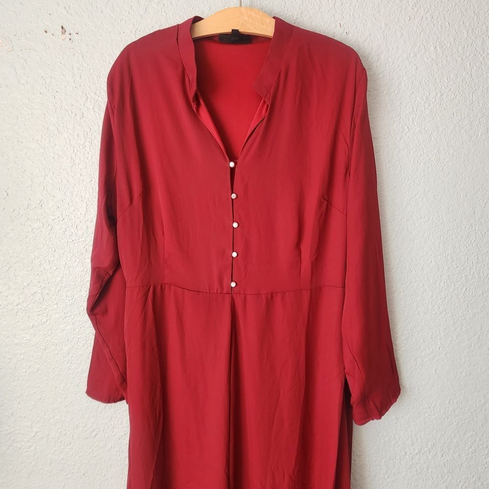 The Pyramid Collection Deep Red Long Sleeve Dress - Picture 2 of 16